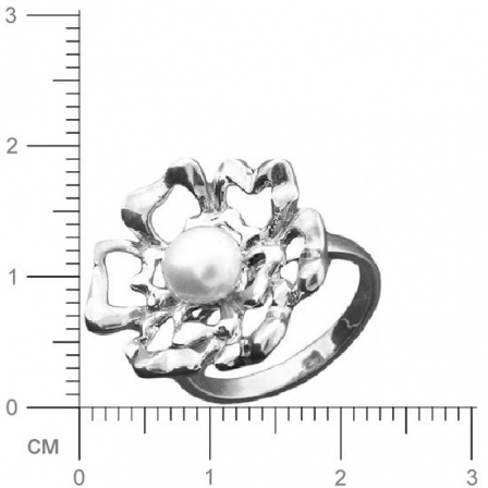 Кольцо Цветок с жемчужинами из серебра 925 пробы (арт. 365411)