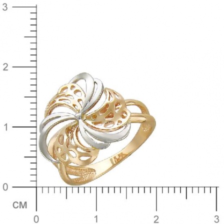 Кольцо Цветок из комбинированного золота (арт. 366692)