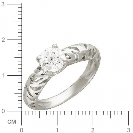 Кольцо с фианитом из белого золота (арт. 366854)