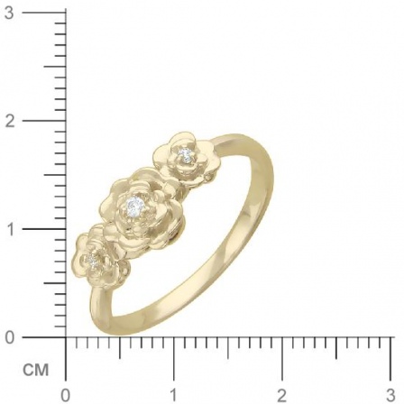 Кольцо Цветы с фианитами из желтого золота (арт. 366869)
