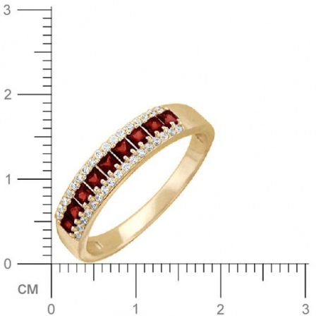 Кольцо с гранатами, фианитами из красного золота (арт. 366977)