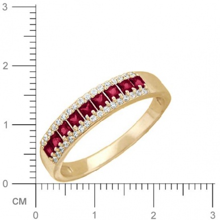 Кольцо с рубинами, фианитами из красного золота (арт. 366978)