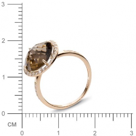 Кольцо с раухтопазом, фианитами из красного золота (арт. 367156)