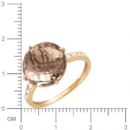 Кольцо с раухтопазом, фианитами из красного золота (арт. 367163)