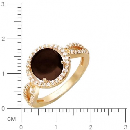 Кольцо с раухтопазом, фианитами из красного золота (арт. 367215)