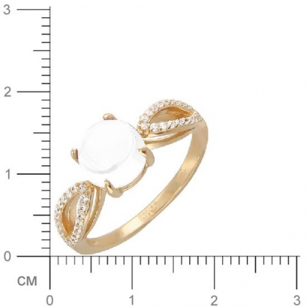 Кольцо с лунным камнем, фианитами из красного золота (арт. 367228)