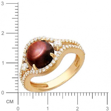 Кольцо с раухтопазом, фианитами из красного золота (арт. 367236)