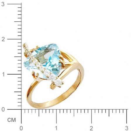 Кольцо с топазом, фианитами из комбинированного золота (арт. 367402)
