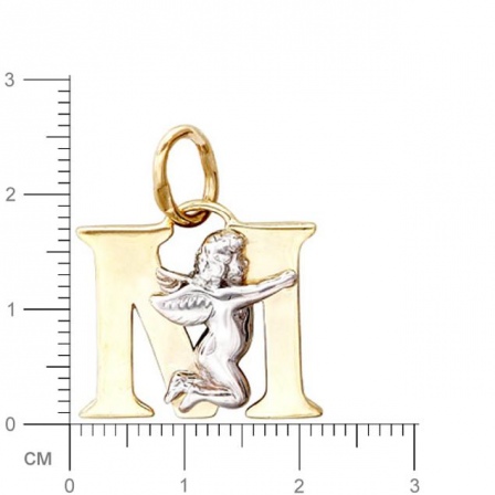 Подвеска Буква "М" из комбинированного золота (арт. 367844)
