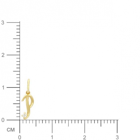 Подвеска буква "Р" с фианитом из красного золота (арт. 367873)