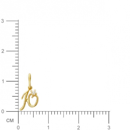 Подвеска буква "Ю" с фианитом из красного золота (арт. 367876)