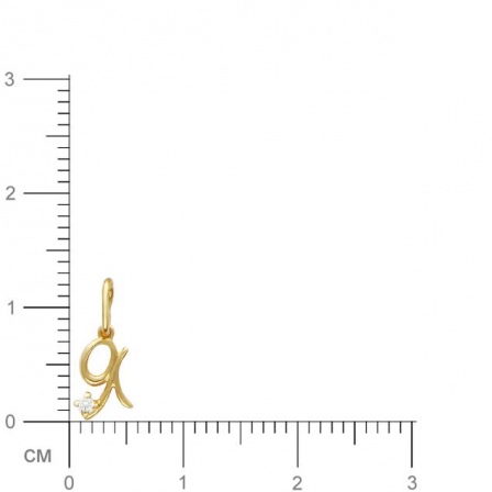 Подвеска Буква "Я" с фианитом из красного золота (арт. 367877)