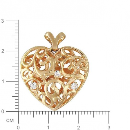 Подвеска Сердце с фианитами из желтого золота (арт. 367962)