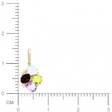 Подвеска с аметистом, раухтопазом, фианитами, хризолитом из красного золота (арт. 368223)