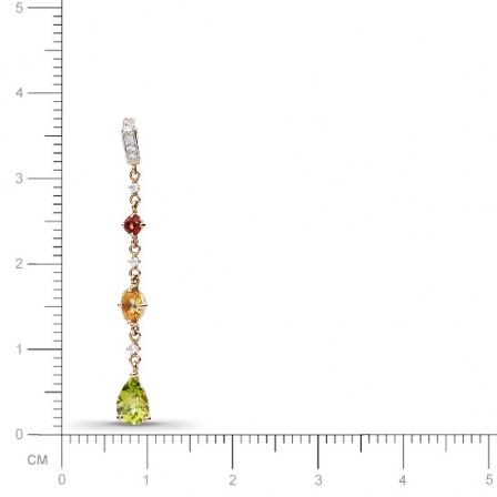 Подвеска Капля с гранатом, фианитами, хризолитом, цитрином из красного (арт. 368233)