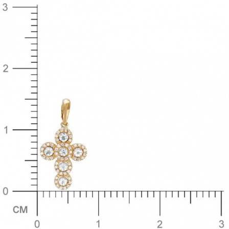 Крестик с топазами, фианитами из красного золота (арт. 368617)