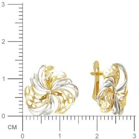 Серьги Цветы из комбинированного золота (арт. 368735)