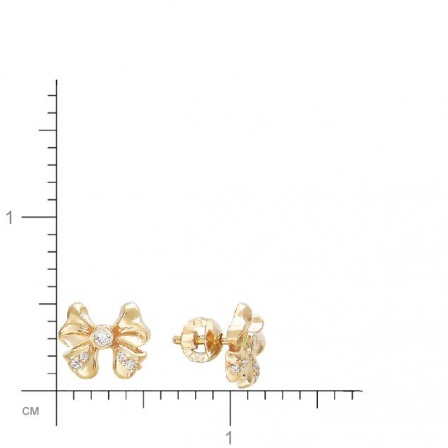 Серьги Бантики с фианитами из красного золота (арт. 368786)