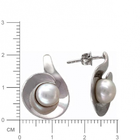 Серьги с жемчугом из серебра (арт. 377415)
