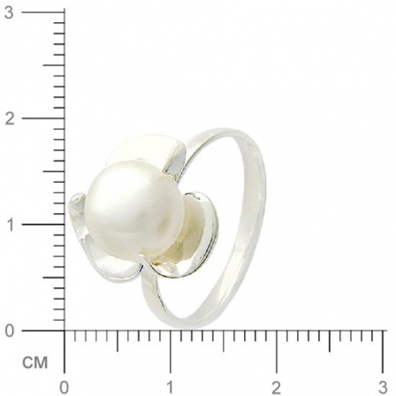 Кольцо Цветок с жемчугом из серебра (арт. 377440)