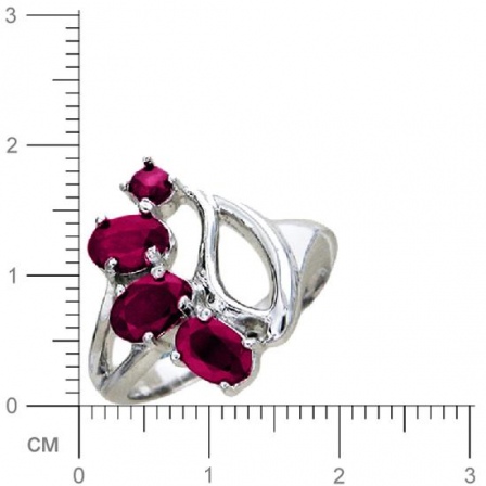 Кольцо с корундами из серебра (арт. 381776)