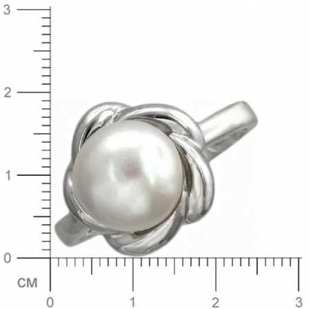 Кольцо Цветок с жемчугом из серебра (арт. 381804)