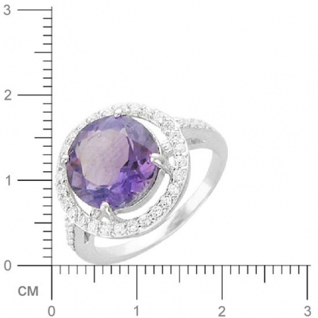 Кольцо с аметистом, фианитами из серебра (арт. 383118)