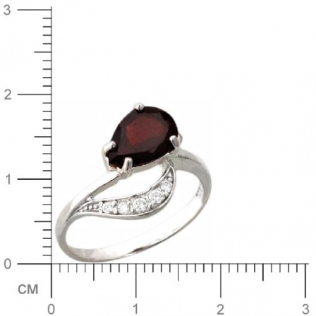 Кольцо с гранатом, фианитами из серебра (арт. 383147)