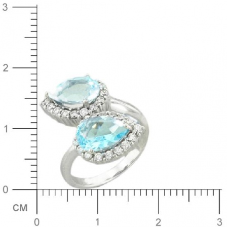Кольцо с топазом, фианитами из серебра (арт. 383159)