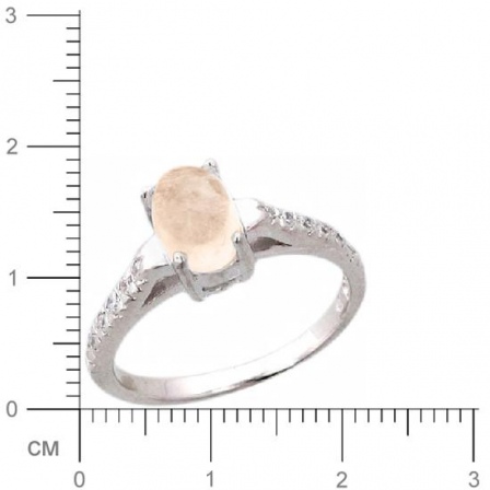Кольцо с кварцем, фианитами из серебра (арт. 383185)