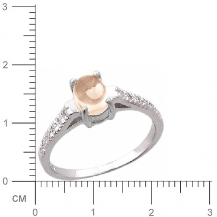 Кольцо с кварцем, фианитами из серебра (арт. 383186)