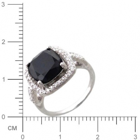 Кольцо с ониксом, фианитами из серебра (арт. 383323)