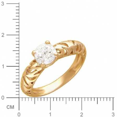 Кольцо с фианитом из красного золота (арт. 391941)