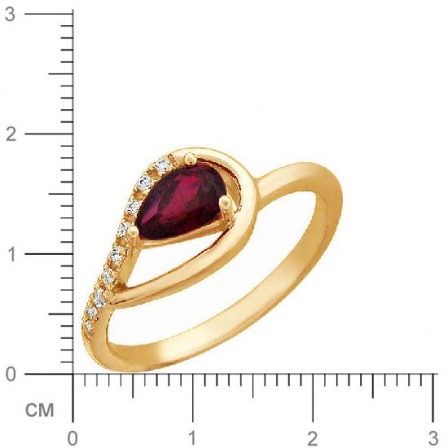 Кольцо со шпинелью, фианитами из красного золота (арт. 391950)