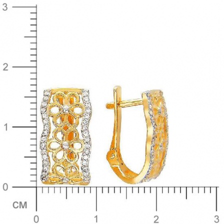 Серьги Цветы с фианитами из красного золота (арт. 392017)