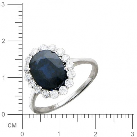 Кольцо с бриллиантами, сапфиром из белого золота (арт. 420975)