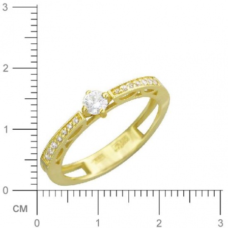 Кольцо с бриллиантом из желтого золота 750 пробы (арт. 421027)