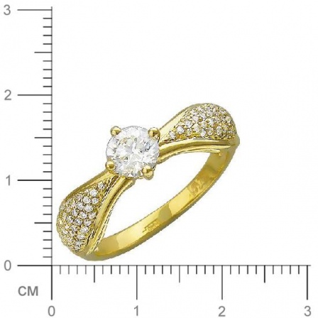Кольцо с бриллиантами из желтого золота 750 пробы (арт. 421046)