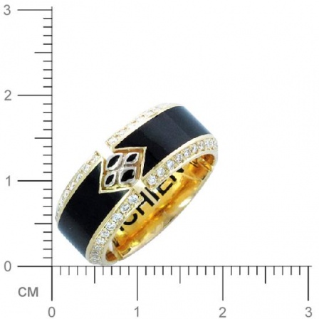 Кольцо с бриллиантами, эмалью из желтого золота 750 пробы (арт. 421067)