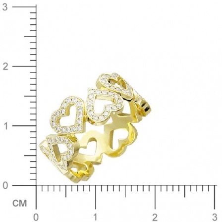 Кольцо Сердечки с бриллиантами из желтого золота 750 пробы (арт. 421077)
