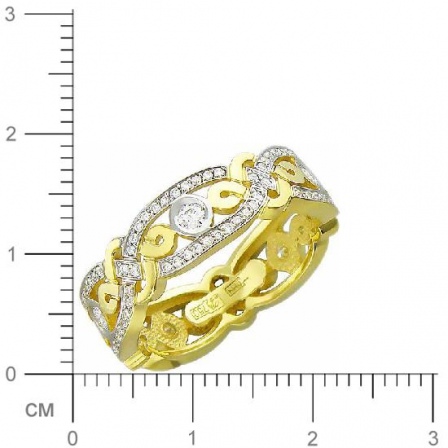 Кольцо с бриллиантами из желтого золота 750 пробы (арт. 421096)