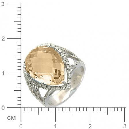 Кольцо с бриллиантами, кварцем из белого золота 750 пробы (арт. 421188)