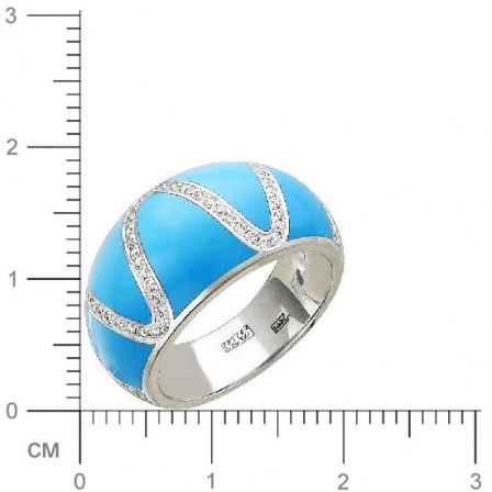 Кольцо с бриллиантами, эмалью из белого золота 750 пробы (арт. 421207)