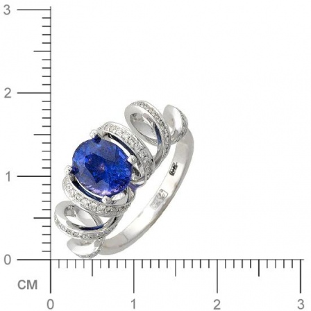 Кольцо с бриллиантами, аметистом из белого золота 750 пробы (арт. 421209)