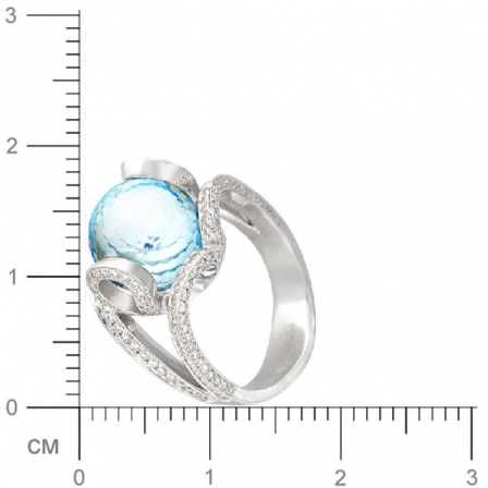 Кольцо Шар с бриллиантами, топазом из белого золота 750 пробы (арт. 421218)
