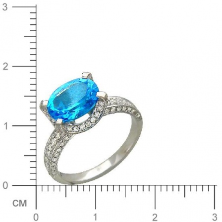 Кольцо с бриллиантами, топазом из белого золота 750 пробы (арт. 421240)
