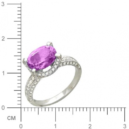 Кольцо с бриллиантами, аметистом из белого золота 750 пробы (арт. 421241)