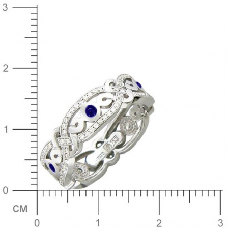 Кольцо с бриллиантами, сапфирами из белого золота 750 пробы (арт. 421244)