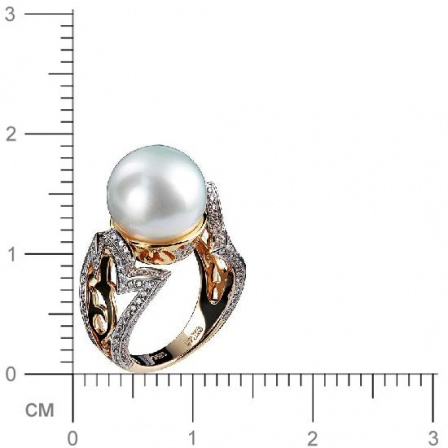 Кольцо с бриллиантами, жемчугом из комбинированного золота 750 пробы (арт. 421264)