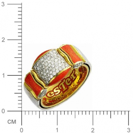 Кольцо с бриллиантами, эмалью из комбинированного золота 750 пробы (арт. 421267)